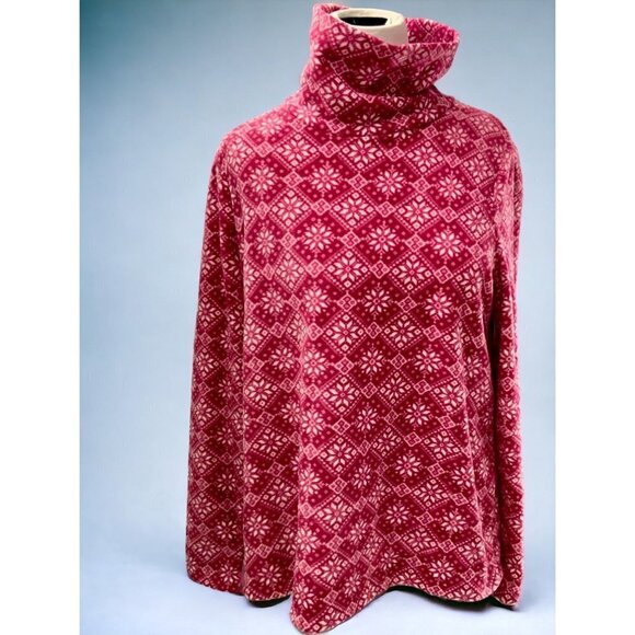 Kim Rogers ladies petite pullover pink turtleneck fleece top fair isle NEW PL - Picture 4 of 10